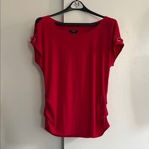 A New Day Vibrant Red Grommet Sleeve Top